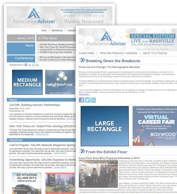 eNewsletter Ad Placements Mockup
